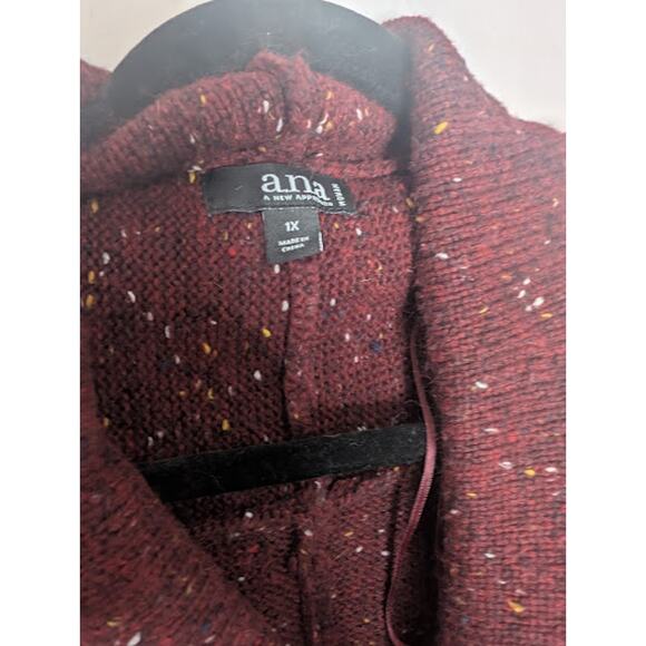 ANA A NEW APPROACH Wine cowl neck knit poncho sweater size 1X BohoWestern - Picture 8 of 11